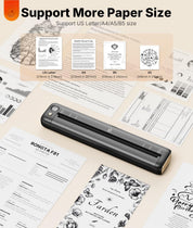 Rongta Portable Printer, Bluetooth Inkless Thermal Printer Wireless for Travel, Compatible with Android iOS Phone & Laptop, Supports 8.5" X 11" US Letter for Office, Home, Car, F81 (Gray)