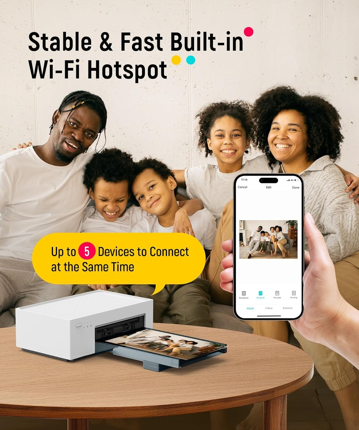 Liene M100 4x6'' Photo Printer, Phone Printer 100 Sheets & 3 Cartridges, Full-Color Photo, Portable Instant Photo Printer for iPhone Android, Thermal Dye Sublimation, Wi-Fi Picture Printer 100 Papers
