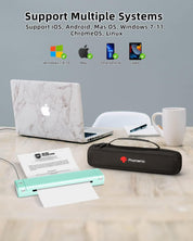 Phomemo Portable Wireless Printer - Travel-Sized, Compatible with iOS & Android, Bluetooth, Supports 8.5" X 11" Letter Thermal Paper, Includes 1 Case