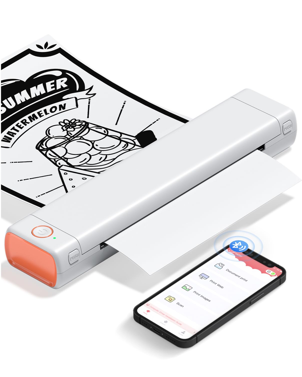 Phomemo Portable Printers Wireless for Travel, M08F Thermal Bluetooth Printer Support for 8.5"x11" US Letter, Small Inkless Printer Compatible with iOS, Android, Laptop for Car, Office, Home