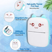 Portable Printer, Mini Pocket Wireless Bluetooth Thermal Printers with 6 Rolls Printing Paper for Android iOS Smartphone, BT Inkless Printing Gift for Label Receipt Photo Notes Study Home Office, Blue