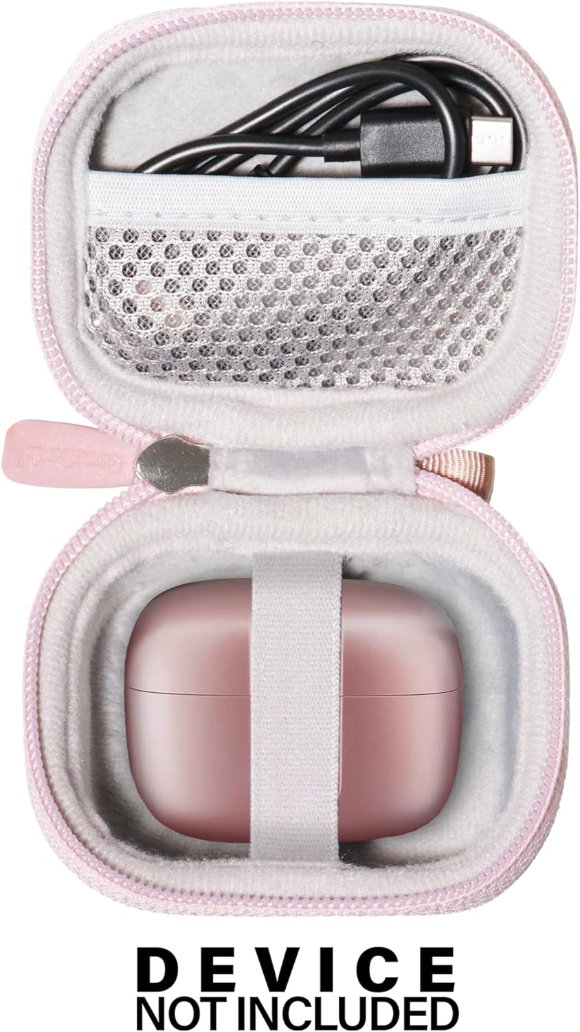 Case for TAGRY X08 Bluetooth Headphones True Wireless Earbuds 60H, mesh Pocket for Charge Cable (Rose Gold)