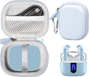 Case for TAGRY X08 Bluetooth Headphones True Wireless Earbuds 60H, mesh Pocket for Charge Cable (Rose Gold)