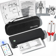 Gloryang Inkless Portable Printer for Travel, Wireless Thermal Printer Supports 8.5 x 11 Inch US Letter Size, Bluetooth Machine Includes Carry Case and 3 Rolls of Thermal Paper Kit, Pink