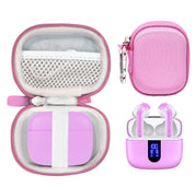Case for TAGRY X08 Bluetooth Headphones True Wireless Earbuds 60H, mesh Pocket for Charge Cable (Rose Gold)