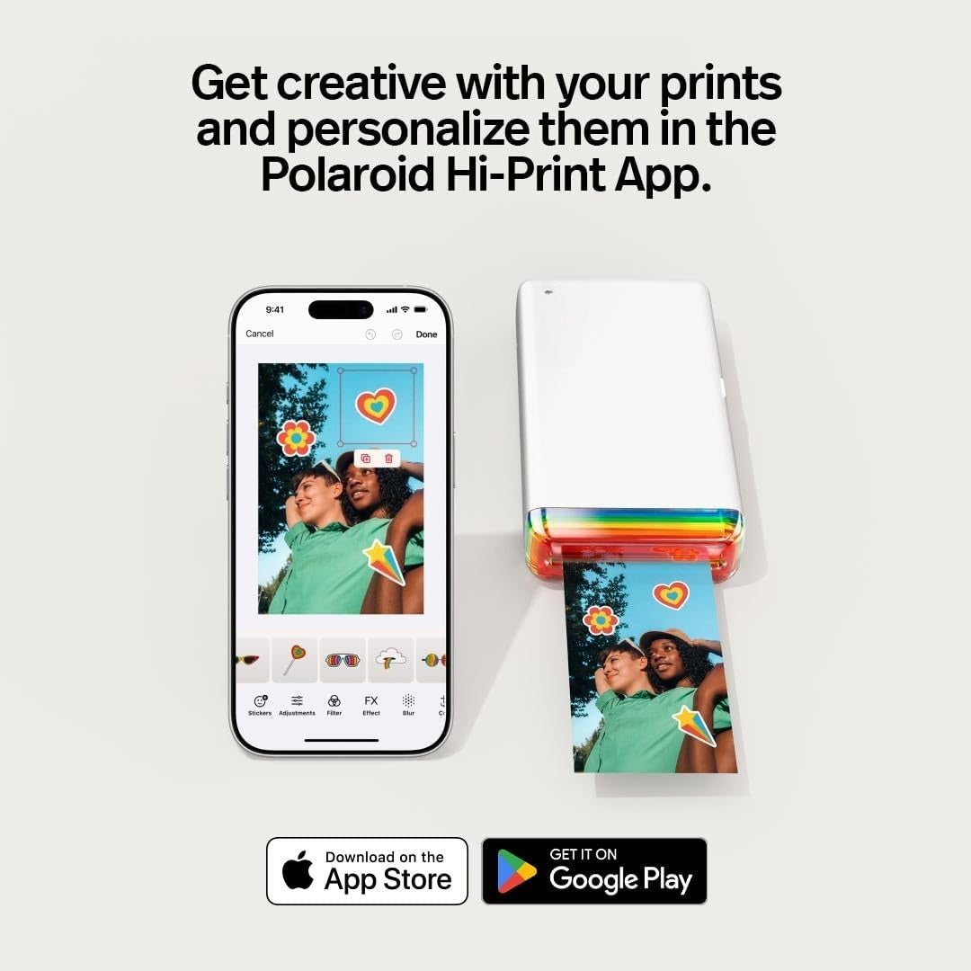 Polaroid Hi-Print - 2nd Generation Bluetooth Connected 2x3 Pocket Photo Dye-Sub Printer - White Printer Only (9128)