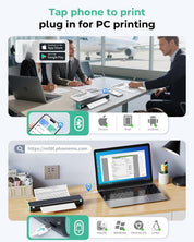 Phomemo Portable Printers Wireless for Travel, M08F Thermal Bluetooth Printer Support for 8.5"x11" US Letter, Small Inkless Printer Compatible with iOS, Android, Laptop for Car, Office, Home